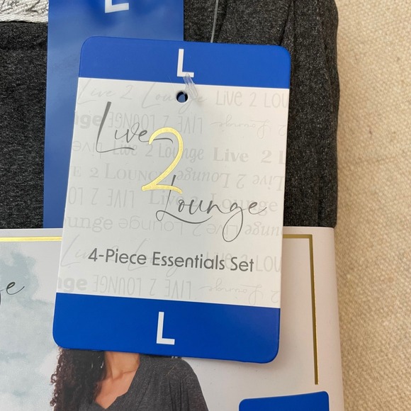 Live 2 Lounge Heather Charcoal 4 Piece Essential Pajama Set Women's Size L 12-14 - Picture 4 of 7